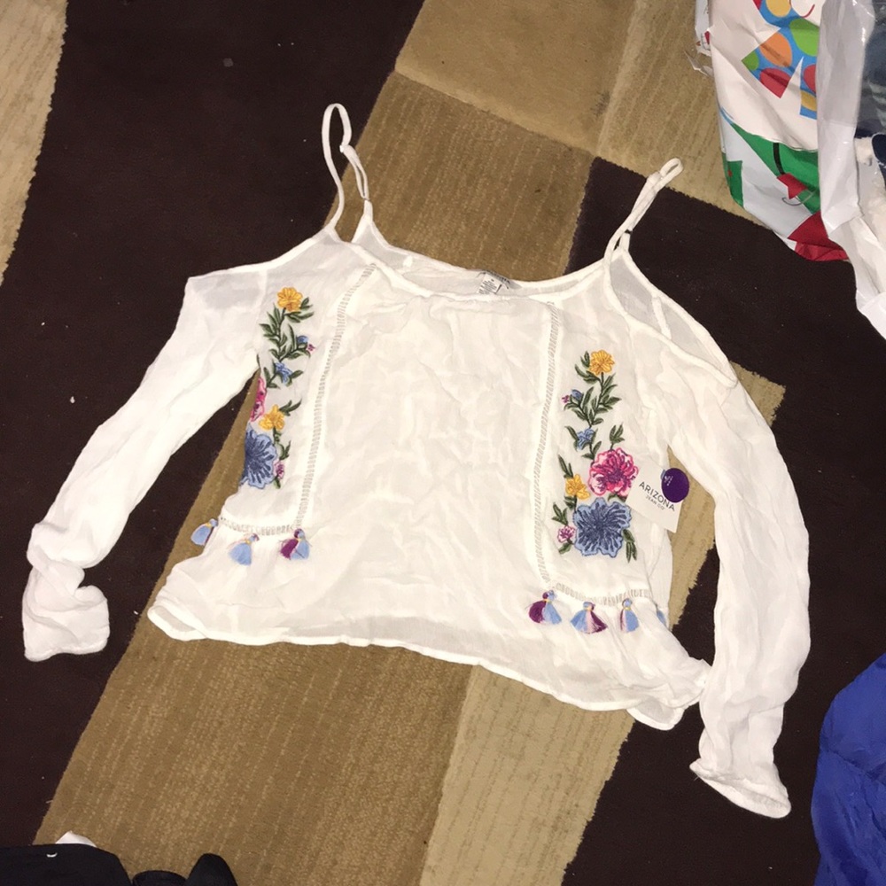 White formal shirt with flowers